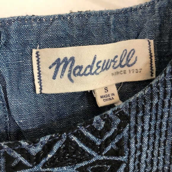 Madewell Indigo Linen Embroidered Denim Tank - S - Picture 7 of 7